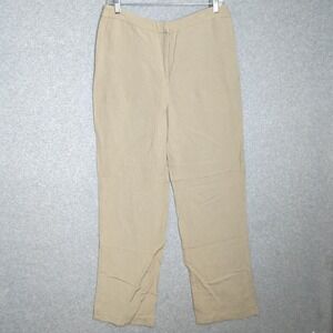 212 Collection Women's Size 10 Beige Linen Rayon Straight Leg Pants Coastal Chic